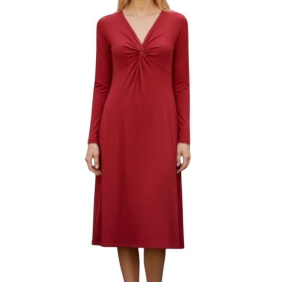 Talbots Women's Size 8P Elegant Red Long Sleeve Dress - Picture 8 of 8